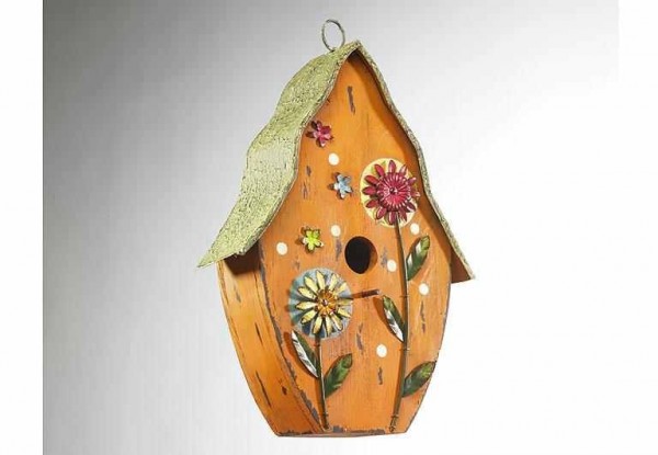Vogelhaus Sommerblume aus Holz/Metall 38 cm
