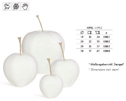 Silber Hochglanz Deko Obst Apfel aus Fiberglas 16*16*13,5 cm 