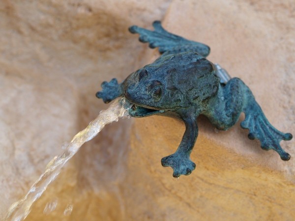 Frosch-Wasserspaier-Bronzefigur