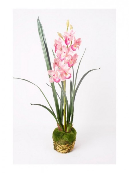 Cymbidium soiled pink 95 cm - Orchideen Kunstblume mit Moos