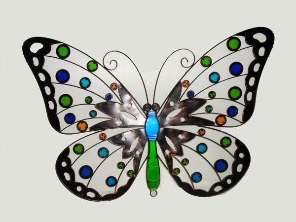Grosser-Schmetterling-Wandhaenger-Metall-Glas