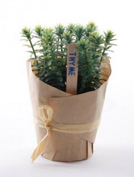 Thymian 12 cm | künstliche Gewürzpflanze im Papiertopf