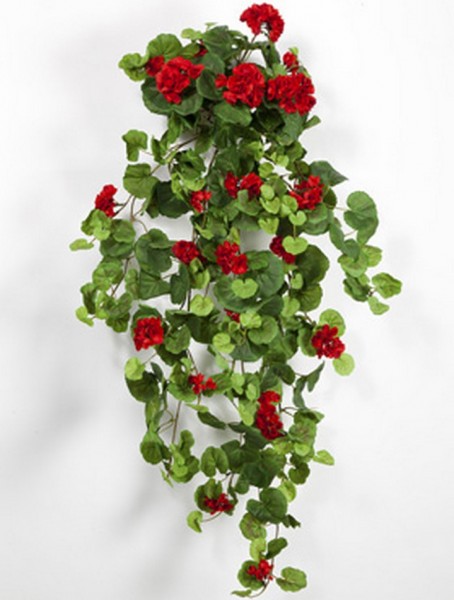 Geranium rot 90 cm | Storchschnäbel Kunstpflanze als hängender Busch